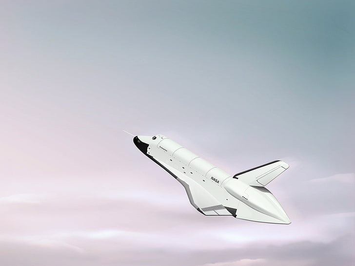 white and black hair straightener, artwork, space shuttle, flying