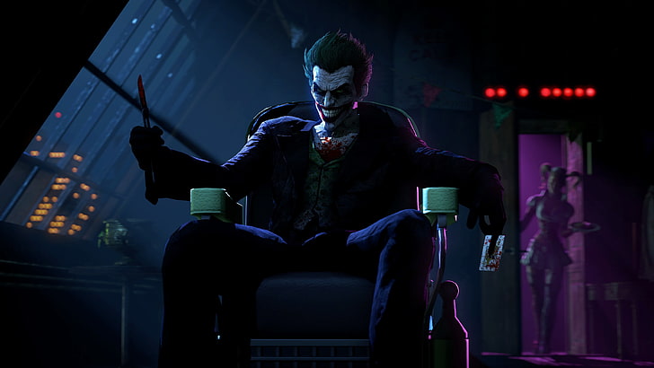 DC The Joker wallpaper, smile, villain, Harley Quinn, Batman: Arkham Origins, HD wallpaper