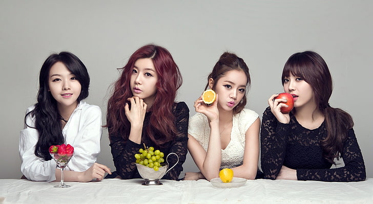 Girls Day, four women's black and white lace shirts, Music, Others, HD wallpaper