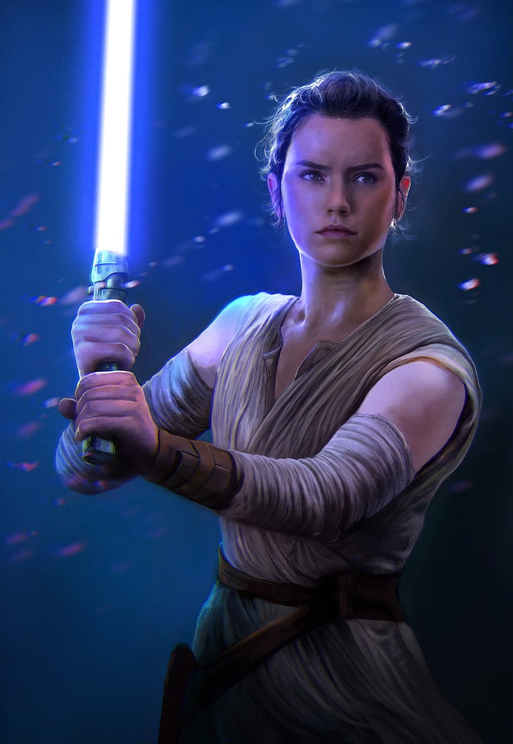 Star Wars Rey digital wallpaper, fan art, Star Wars: The Force Awakens