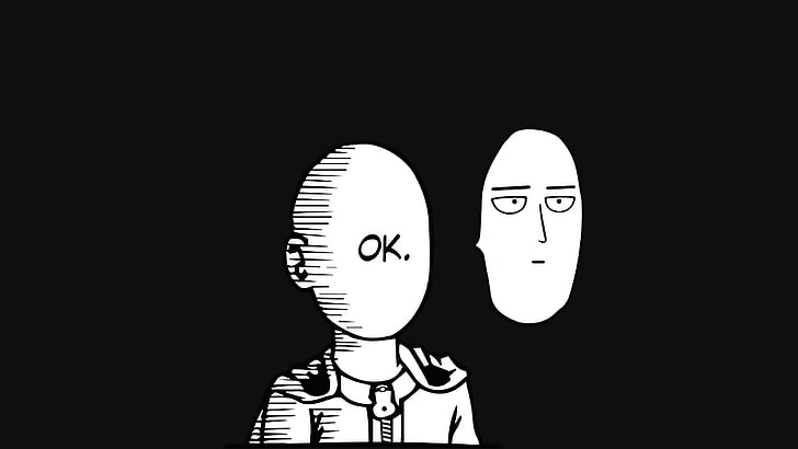 One Punch Man comic strip, One-Punch Man, black background, copy space