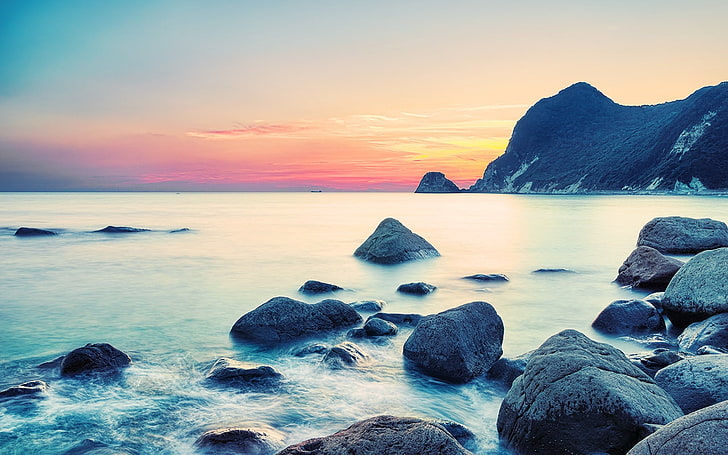 coast, sea, sky, nature, water, rock, rock - object, solid, HD wallpaper