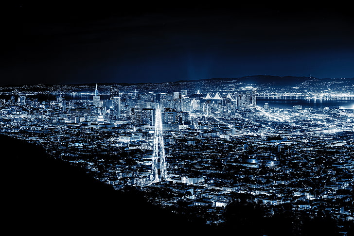 aerial photography of city, cityscape, San Francisco, lights, HD wallpaper