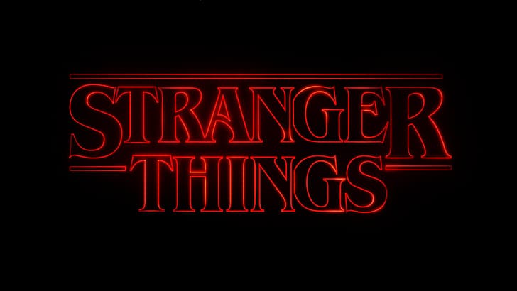 Stranger Things, logo, Netflix, minimalism, typography, black background
