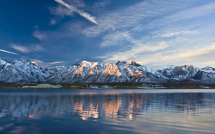 mountains, nature, snowy peak, HD wallpaper