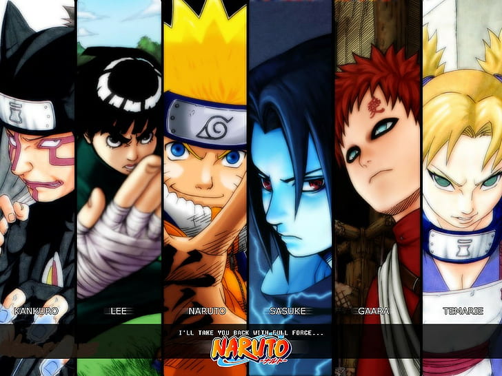 Naruto Shippuuden, Temari, Uzumaki Naruto, Kankuro, Gaara, Rock Lee, HD wallpaper
