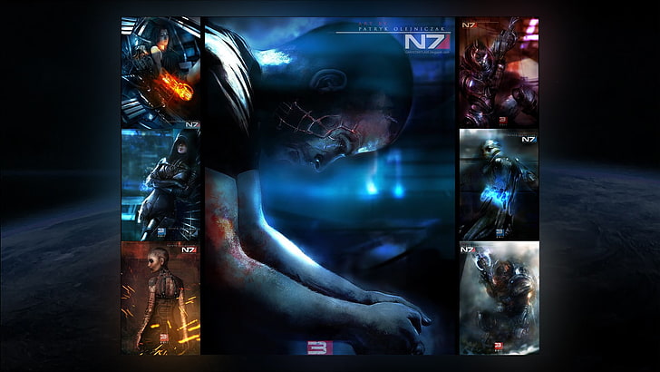 game application screenshot, Mass Effect, video games, collage, HD wallpaper