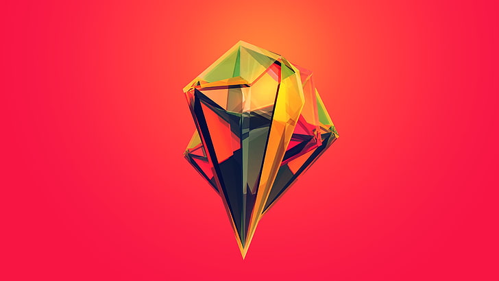 yellow and red diamond logo, multicolored diamond illustration