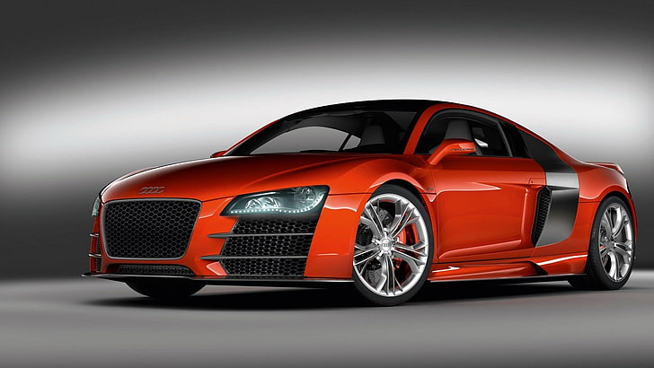 red Audi coupe, car, red cars, motor vehicle, mode of transportation, HD wallpaper