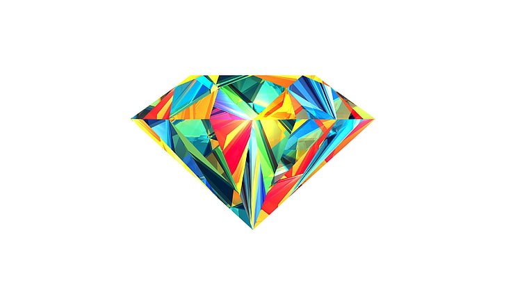 assorted-color diamond clip art, abstract, Facets, Justin Maller, HD wallpaper