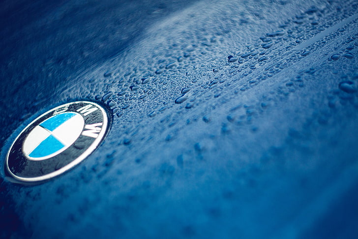 BMW emblem, logo, drops, blue, close-up, macro, no People, backgrounds, HD wallpaper