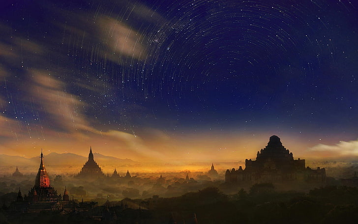 Bagan, Burma, Long Exposure, Myanmar, sky, space, stars, Weerapong Chaipuck