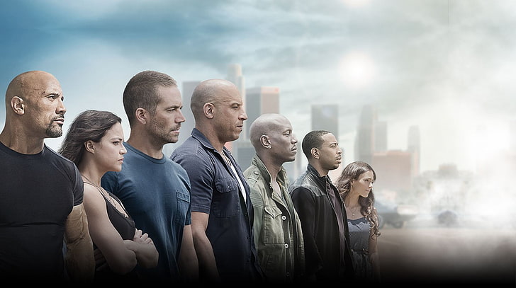 Fast and the Furious casts, Furious 7, Dwayne Johnson, Vin Diesel, HD wallpaper