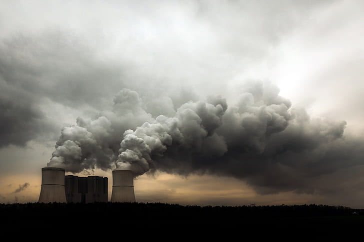 environment, nuclear power plant, clouds, cooling towers, smoke, HD wallpaper