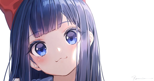 HD wallpaper: cute anime  eyes, smiling, white background, studio  shot | Wallpaper Flare