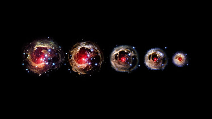 v838 monocerotis space progression stars digital art galaxy, HD wallpaper