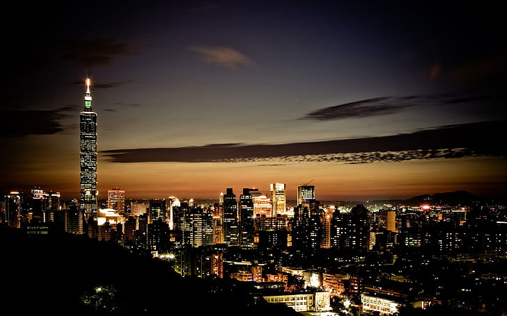 Taipei Skyline, high rise building view, travel and world, HD wallpaper