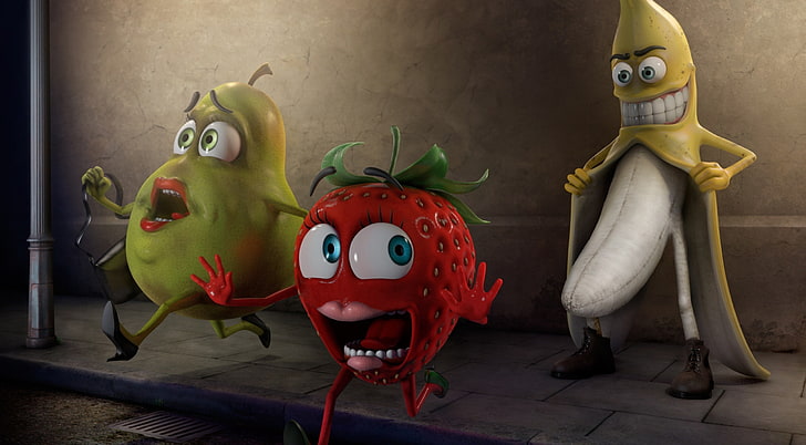 HD wallpaper: Banana Stalker, Sausage Party pear, strawberry, and banana 3D  animated illustration | Wallpaper Flare