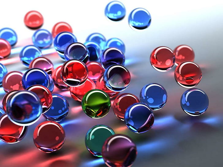 Colorfull ball, red, blue, and green balls 3d illustration, 3d and abstract, HD wallpaper