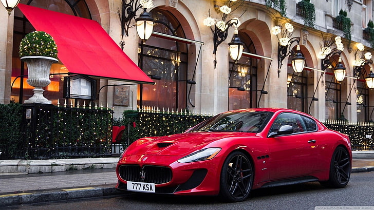 red coupe, Maserati, Maserati GranTurismo, MC Stradale, red cars, HD wallpaper