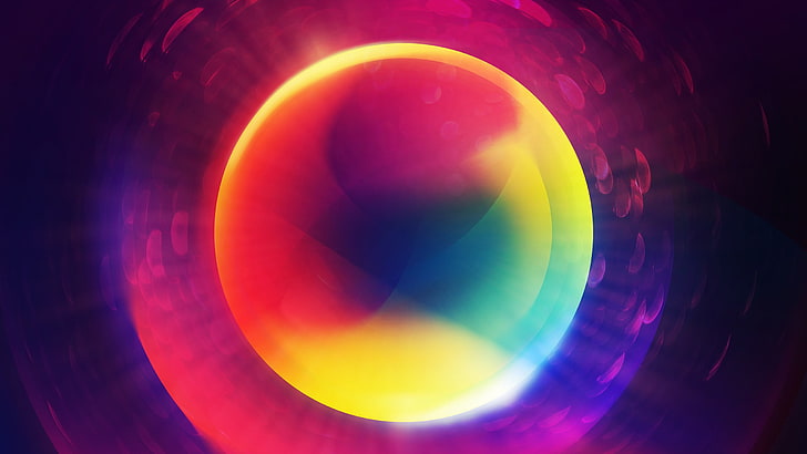 multicolored sphere digital wallpaper, digital art, colorful