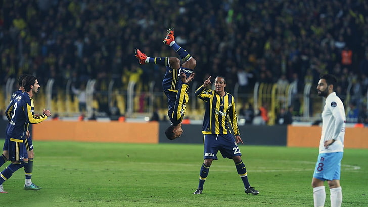 black and yellow action figure, Fenerbahçe, footballers, soccer, HD wallpaper