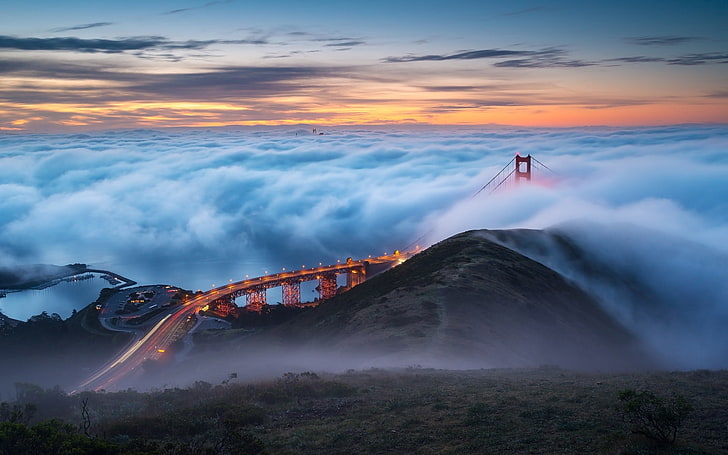 USA, clouds, bridge, Golden Gate Bridge, San Francisco, cloud - sky, HD wallpaper