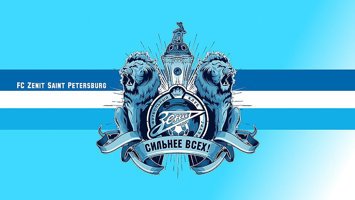 two lions logo,  Zenit Saint Petersburg   , Russia, soccer, soccer clubs