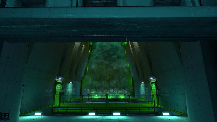 Mirror's Edge, city, video games, green, lights, water, lens flare, HD wallpaper