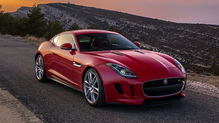 red coupe, jaguar, f-type, side view, car, luxury, land Vehicle, HD wallpaper