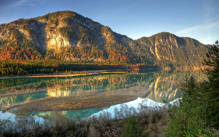 mountain and lake, nature, landscape, mountains, reflection, Nevada, HD wallpaper