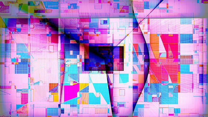 digital art, abstract, geometry, colorful, rectangle, triangle