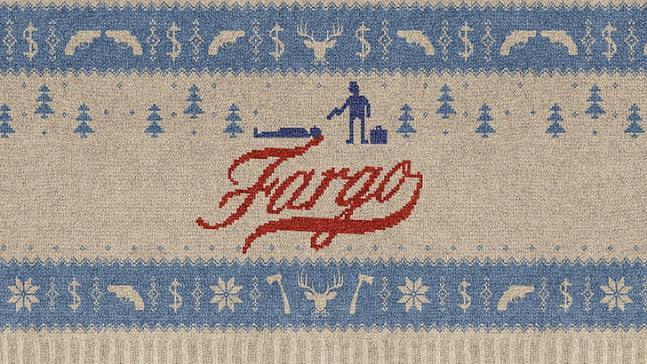 white, blue, and brown Fargo textile, movies, movie poster, minimalism