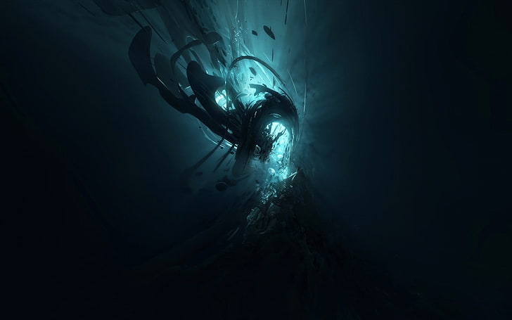 underwater graphic wallpaper, abstract, shapes, digital art, sea