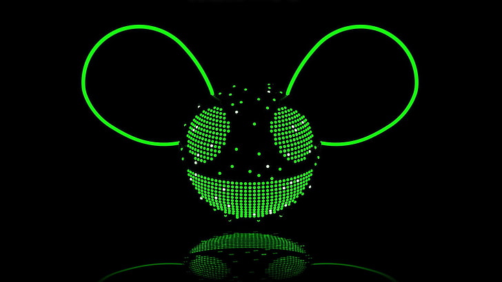 deadmau5, music, reflection, simple background, green color, HD wallpaper