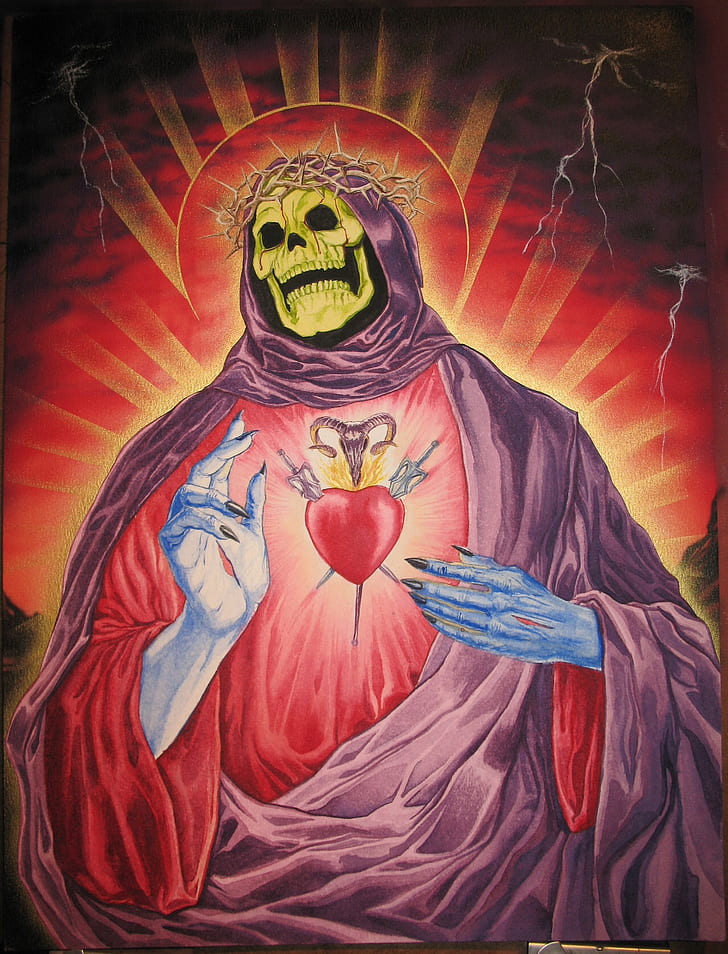 Skeletor, Jesus Christ, propaganda, crossover, humor, artwork, HD wallpaper