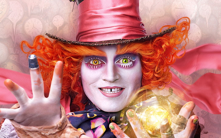 Mad Hatter Alice Through the Looking Glass, portrait, one person, HD wallpaper