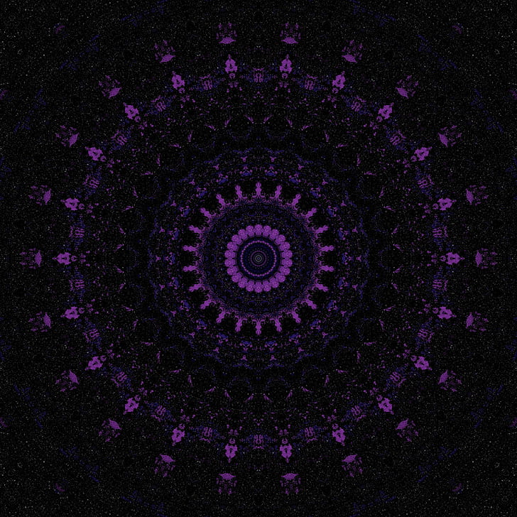 mandala, pattern, kaleidoscope, ornament, purple, HD wallpaper