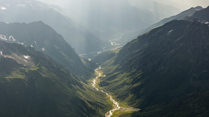 green mountain valley, landscape, mountains, Switzerland, nature, HD wallpaper
