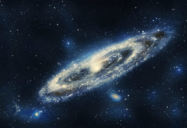 photo of white galaxy in universe, space, stars, space art, digital art, HD wallpaper