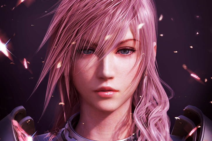 video games, Claire Farron, Final Fantasy XIII, pink hair, blue eyes