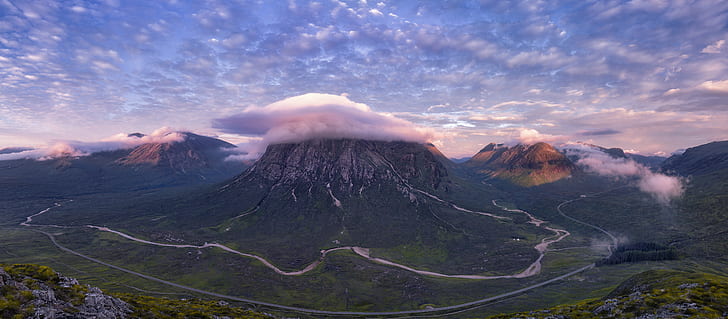 aerial photography of mountain, Scotland, West Highlands, Glencoe, HD wallpaper