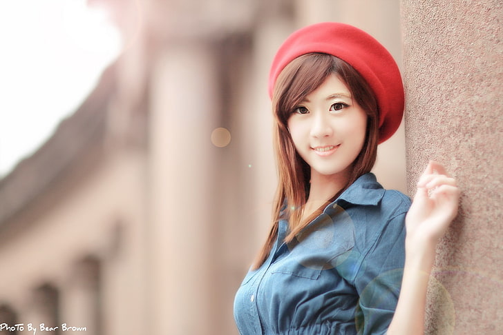 Asian, women, hat, millinery, portrait, one person, young adult, HD wallpaper