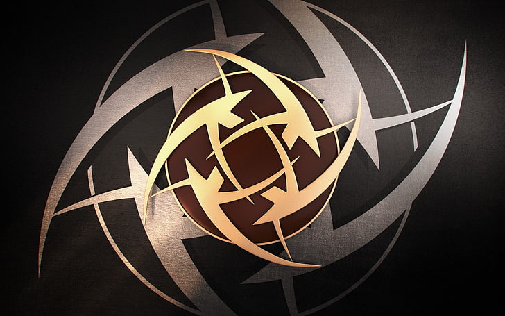 Ninjas in Pyjamas logo, round silver and gold logo, Counter-Strike: Global Offensive