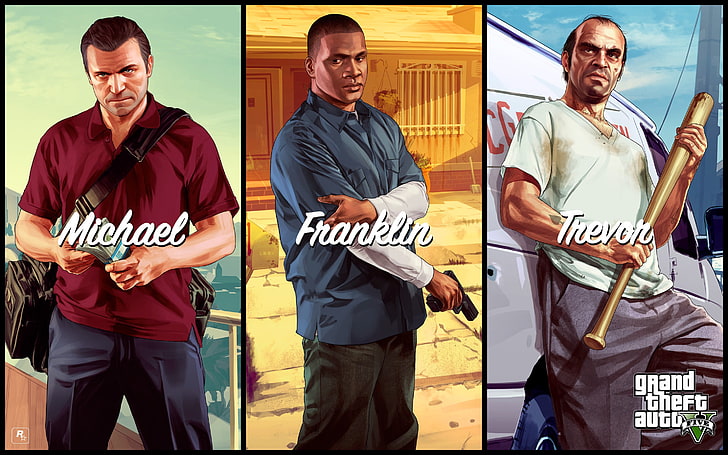 Grand Theft Auto 5 digital wallpaper, Grand Theft Auto V, collage