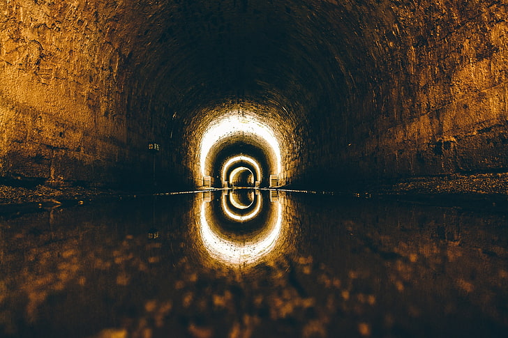 tunnel, lights, arch, no people, illuminated, indoors, reflection, HD wallpaper