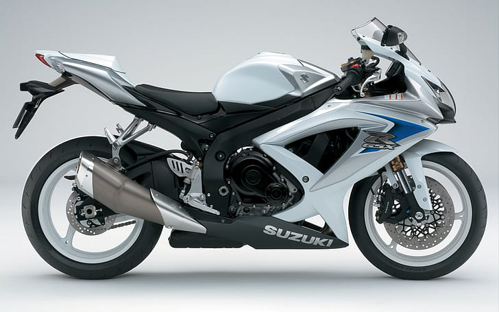 Suzuki GSX R600 White Mix HD, white and black sports bike, bikes