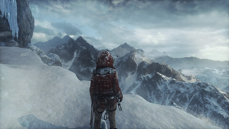 person standing on snow wallpaper, Tomb Raider, Lara Croft, PlayStation 4