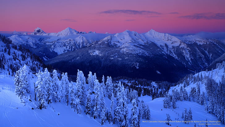 North Cascades Alpenglow, Mount Baker-Snoqualmie National Forest, Washington, HD wallpaper