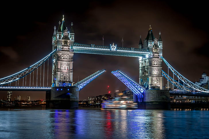 London Tower Bridge at nighttime, tower bridge, bridge  river